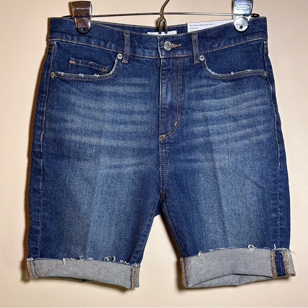 New Nwt Loft High Rise Bermuda Denim Jean Shorts